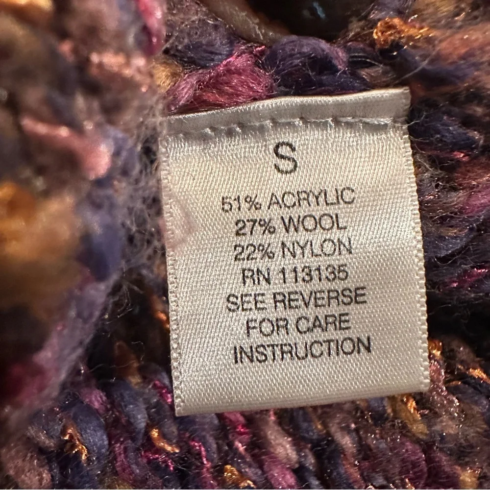 Leo & Nicole Chunky Knit Cardigan Women’s S Wool Blend Colorful Grandma Cottage